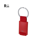 Portachiavi con nastro in poliestere e custodia in plastica con anello metallico