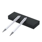 Set da scrittura con matita e penna in alluminio riciclato, inchiostro blu color bianco prima vista
