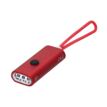 Torcia in alluminio riciclato con 3 LED e manico in silicone color rosso prima vista