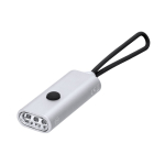 Torcia in alluminio riciclato con 3 LED e manico in silicone color argento prima vista