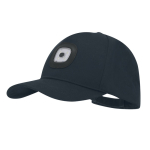 Cappellino a 5 pannelli in poliestere con torcia estraibile a 4 LED 200mAh color blu mare prima vista