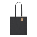 Borsa in cotone riciclato con manici lunghi 140 g/m2 color nero prima vista