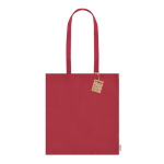 Borsa in cotone riciclato con manici lunghi 140 g/m2 color rosso prima vista