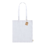 Borsa in cotone riciclato con manici lunghi 140 g/m2 color bianco prima vista