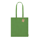 Borsa in cotone riciclato con manici lunghi 140 g/m2 color verde prima vista