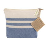 Necessaire in cotone riciclato a righe con zip 180 g/m² color blu mare prima vista