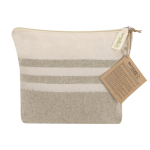 Necessaire in cotone riciclato a righe con zip 180 g/m² color naturale prima vista