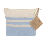Necessaire in cotone riciclato a righe con zip 180 g/m² color azzurro prima vista