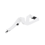 Lanyard classico in poliestere riciclato con chiusura di sicurezza color bianco prima vista