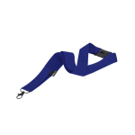 Lanyard classico in poliestere riciclato con chiusura di sicurezza color blu mare prima vista