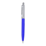 Penna metallizzata con pulsante e clip metallizzato, inchiostro blu color blu prima vista