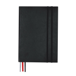 Taccuino A5 con copertina rigida, 3 segnapagina e pagine a righe color nero prima vista