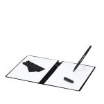 Lavagna bianca doppia in custodia in pelle sintetica con panno e pennarello vista area di stampa