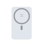 Batteria esterna magnetica Magsafe con supporto 10.000mAh color bianco prima vista