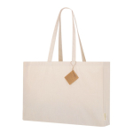 Borsa con soffietto in cotone riciclato con manici lunghi rinforzati 220g/m² seconda vista