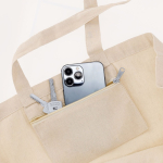 Borsa con soffietto in cotone riciclato con manici lunghi rinforzati 220g/m² sesta vista