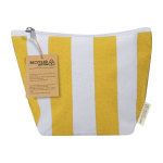 Beauty case a righe con chiusura a zip in cotone riciclato color giallo prima vista