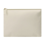 Beauty case in pelle sintetica con scomparto con chiusura a zip color naturale prima vista