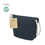 Beauty case in cotone riciclato con cordino e zip 240 g/m²