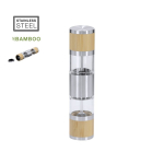 Macinapepe e macinasale manuale doppio in bambù e acciaio