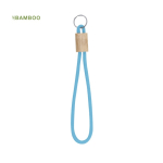 Portachiavi con cordino in poliestere colorato con regolazione in bambù