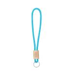Portachiavi con cordino in poliestere colorato con regolazione in bambù vista area di stampa