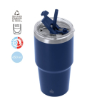 Bicchiere termico in acciaio inox a doppia parete con cannuccia 650 ml