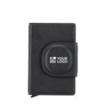 Portacarte in pelle sintetica con localizzatore intelligente e chiusura magnetica vista area di stampa