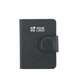 Custodia per passaporto in pelle sintetica con localizzatore e chiusura magnetica vista area di stampa