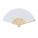 Ventaglio con stecche in bambù e tessuto in poliestere in colori color bianco prima vista