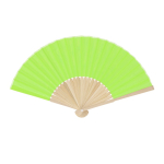 Ventaglio con stecche in bambù e tessuto in poliestere in colori color verde chiaro  prima vista