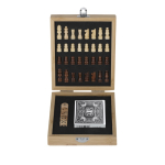 Set di giochi in bambù con scacchiera e custodia color naturale prima vista