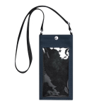 Borsa a tracolla in pelle sintetica con schermo trasparente e uso touch color blu mare prima vista