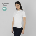Polo donna a manica corta in cotone piqué bianco, vestibilità femminile 180 g/m²