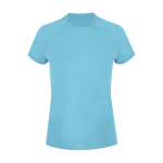 Maglietta tecnica donna manica corta raglan poliestere 135 g/m² color turchese prima vista