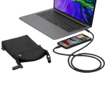 Borsa a tracolla in RPET con protezione RFID e nastro con funzione di cavo terza vista