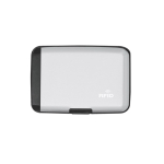Portacarte 2 in 1 con powerbank in alluminio e protezione RFID color argento prima vista
