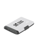 Portacarte 2 in 1 con powerbank in alluminio e protezione RFID vista area di stampa
