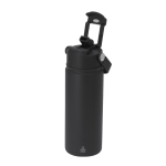 Bicchiere termico in acciaio inox con coperchio con foro e cannuccia 550ml color nero prima vista