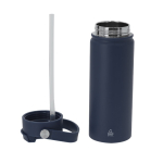 Bicchiere termico in acciaio inox con coperchio con foro e cannuccia 550ml terza vista