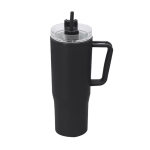 Bicchiere termico in plastica riciclata con manico per il trasporto 900 ml color nero prima vista