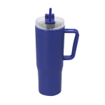 Bicchiere termico in plastica riciclata con manico per il trasporto 900 ml color blu prima vista