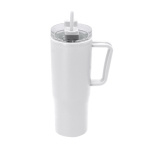 Bicchiere termico in plastica riciclata con manico per il trasporto 900 ml color bianco prima vista