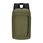 Zaino aziendale in pelle sintetica con chiusura a zip color verde scuro prima vista