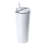 Bicchiere termico in acciaio inox riciclato con cannuccia 700 ml color bianco prima vista