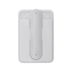 Portacarte in silicone con supporto per cellulare e alette pieghevoli color bianco prima vista