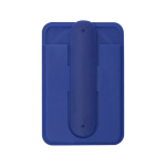 Portacarte in silicone con supporto per cellulare e alette pieghevoli color blu mare prima vista