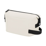 Beauty case in pelle sintetica con zip e maniglia laterale color naturale prima vista