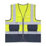 Gilet riflettente in poliestere ad alta visibilità bicolore color giallo prima vista