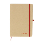 Taccuino A5 con copertina rigida in cartone riciclato, pagine a righe color rosso prima vista
